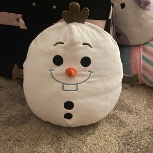 Disney White and Brown Snowman Pillow